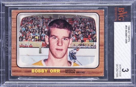 1966-67 Topps #35 Bobby Orr Rookie Card – BVG VG 3